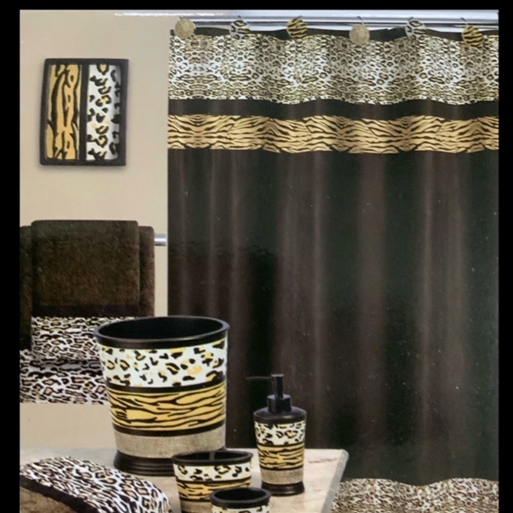 Animal Print Shower Hooks Set of 12 Resin Hooks Gazelle Leopard Multicol… - Picture 9 of 11